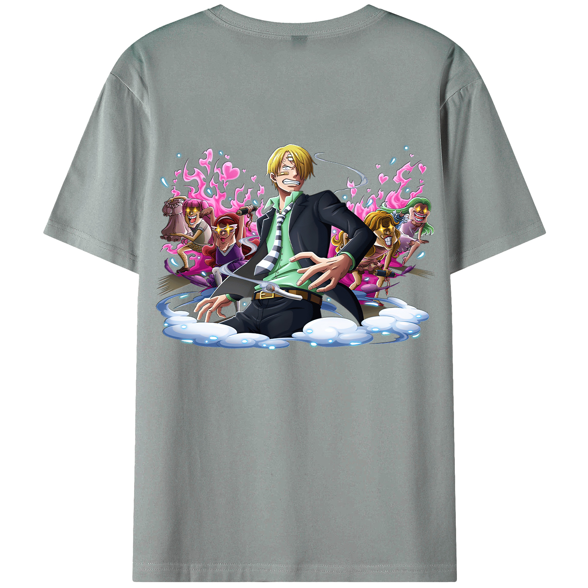 （画像用） ワンピース サンジ ONE PIECE Sanji 綿100％ メンズ半袖Tシャツ（バックプリント） 通気性